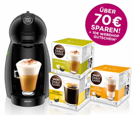 Krups Dolce Gusto Piccolo KP1000 mit 3 Kapselpackungen und 10€ Gutschein für 29€