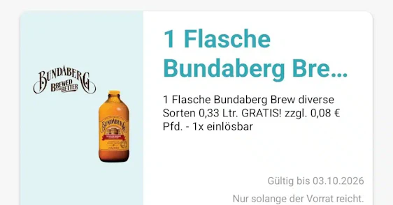 Gratis 1 Flasche Bundaberg in der Logo App