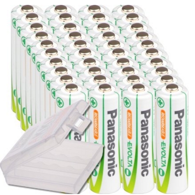 40x Panasonic Mignon AA Akkus ( wie Eneloop / Fujitsu ) zum Bestpreis von 1,35€/St. + 10 Boxen