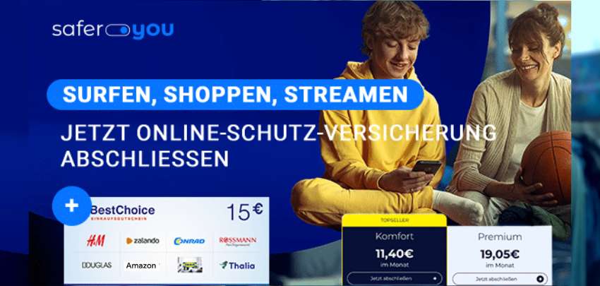 SaferYou: Online-Schutz-Versicherung 💻 »  15€ Bestchoice-Gutschein als Bonus! 🤑