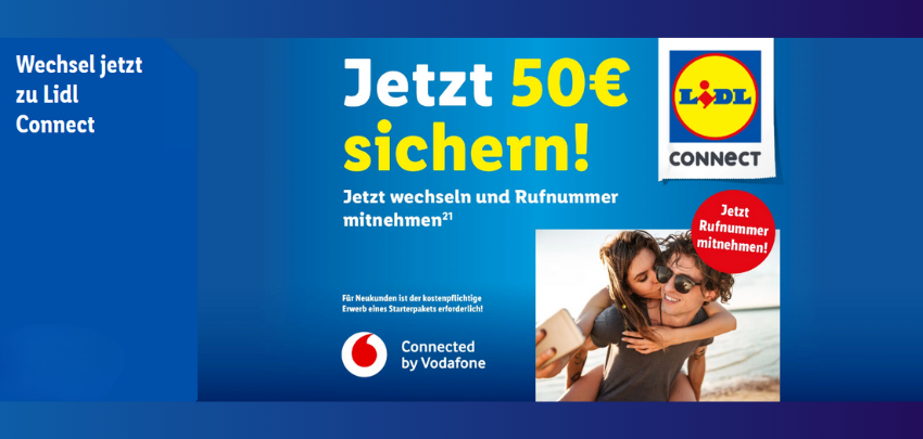 50€ Startguthaben! 🤩 Lidl Connect: 5G-Tarife mit bis zu 30 GB im Vodafone-Netz