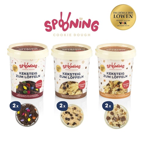 SPOONING Cookie Dough "TryMe" 6x Keksteig 3 Sorten Schokolade