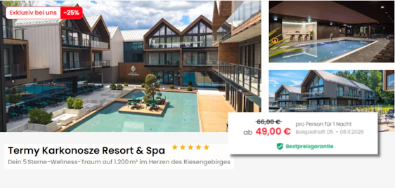 Wellness-Auszeit im Riesengebirge! 🏔️ Termy Karkonosze Resort & Spa inkl. Frühstück & Thermal-Wellness ab 49€ p.P. 🧖♀️