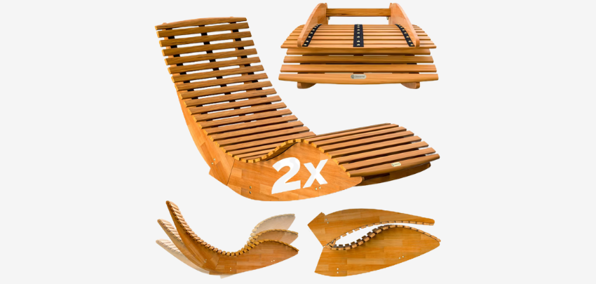 Mega Preis!😎 2er-Set Casaria Saunaliege Java für 145€ - FSC-zertifiziert, klappbar, Schaukelfunktion