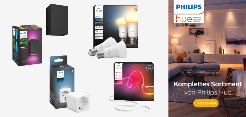 Philips Hue: 20% Rabatt ab 2 Produkten bei Proshop 💡🌈 z.B. Wandleuchte + LED-Strip für 188€