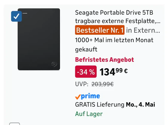Seagate Portable Drive 5TB externe Festplatte
