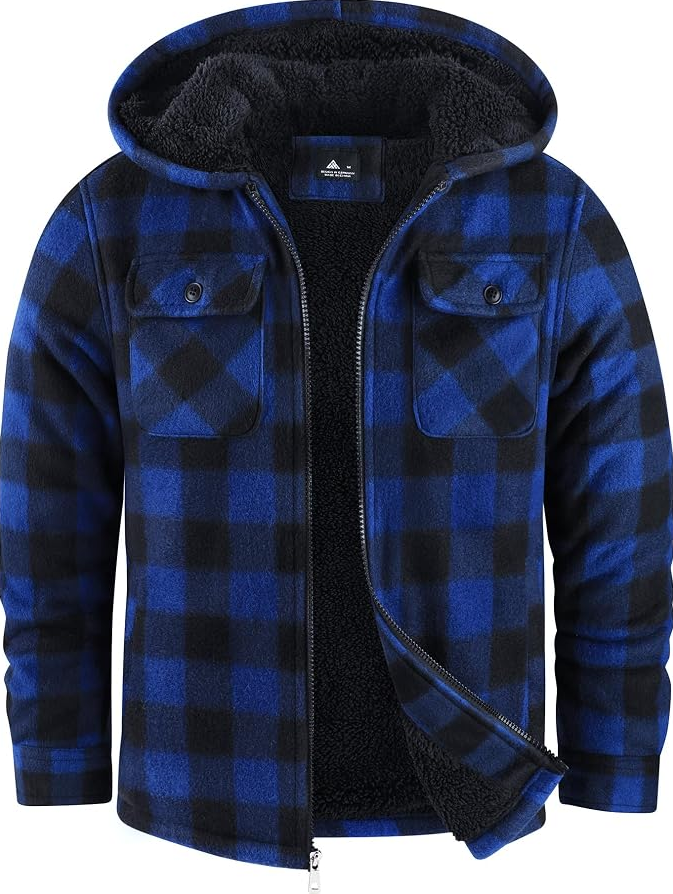 zitysport Shirt Jacket Boys Thick Hoodie Checked Jacket Children with Zip Warm Flannel Jacket Boys Sweat Jacket Outdoor Fleece Jacket Winter
