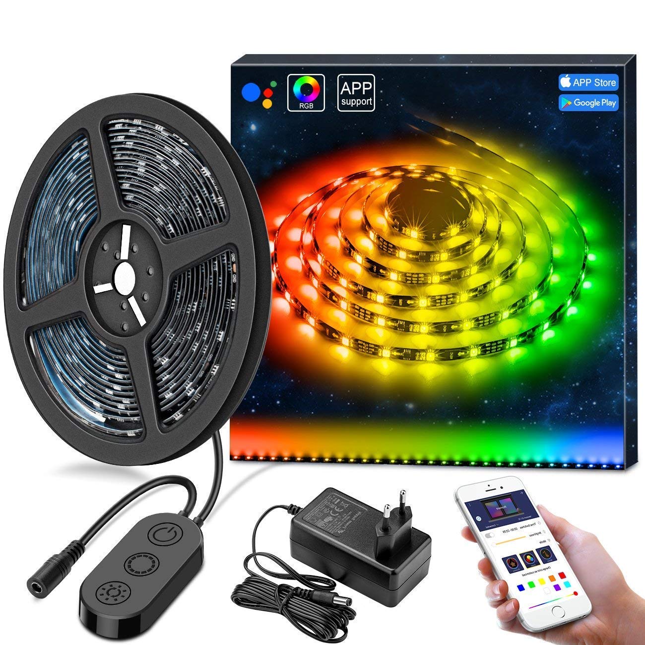 5m RGB LED Strips Sync mit Musik, wasserdichte LED Kette mit APP