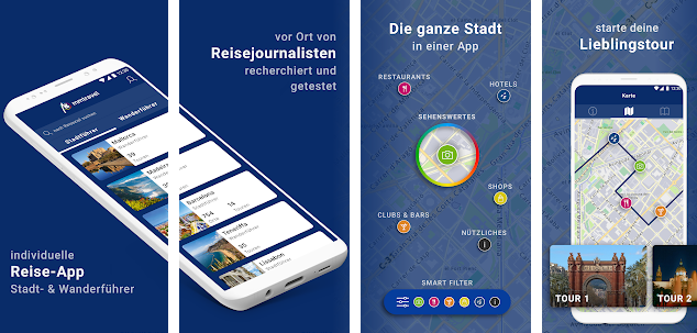 Kostenlose Reiseführer mit der MMV-App - über 30 Städte &amp; viele Wandertouren verfügbar