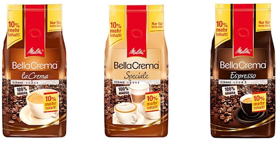 Melitta BellaCrema ganze Bohnen 1,1kg ab 8€ - Café Espresso, Café LaCrema oder Café Speciale