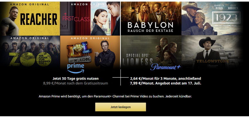 Paramount+ für nur 2,64€/Monat (3 Monate lang) - Streaming-Option, 3 Monate, Amazon Prime nötig