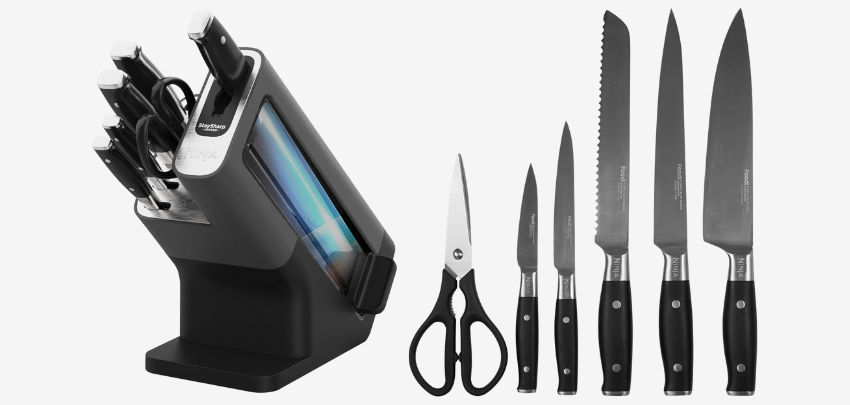 Ninja StaySharp Messerblock für 100€ - Edelstahl, integrierter Schleifer, 5 Messer + Schere