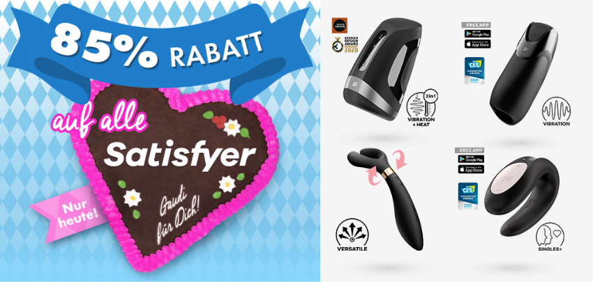 EIS Satisfyer Flash Sale mit 85% Rabatt - Vibratoren zu Top-Preisen, z.B. Satisfyer Pro 2 für 16€