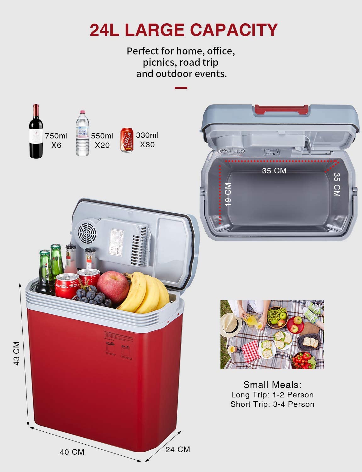 Kühlbox WÄRMT und KÜHLT Elektrische Kühlbox 24L Thermo-Elektrische12 Volt und 230 Volt für