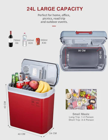 Kühlbox WÄRMT und KÜHLT Elektrische Kühlbox 24L Thermo-Elektrische12 Volt und 230 Volt für