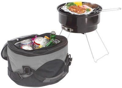 Portabler Holzkohlegrill mit Kühltasche für 9,99€