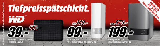 Tiefpreisspätschicht bei Media Markt – Western Digital Festplatten im Angebot
