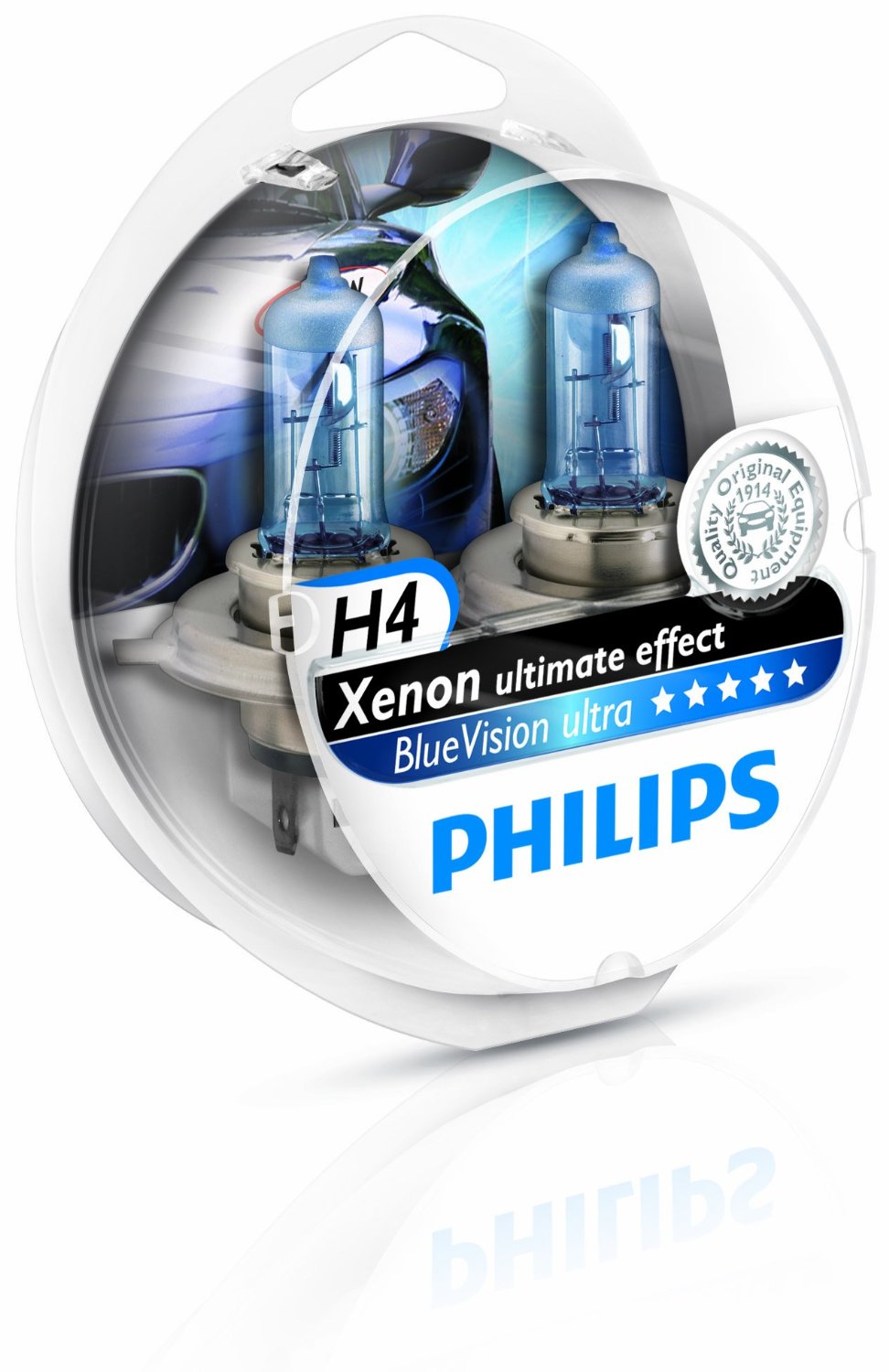  Philips BlueVision ultra Xenon-Effekt H4 Scheinwerferlampe 12342BVUSM, 2er-Set für nur 11,02 EUR inkl. VSK
