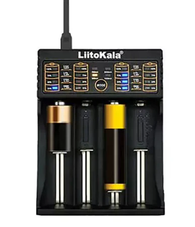 LiitoKala Lii-402 Ladegerät mit 4 Ladeschächten für Li-Ion Rundzellen