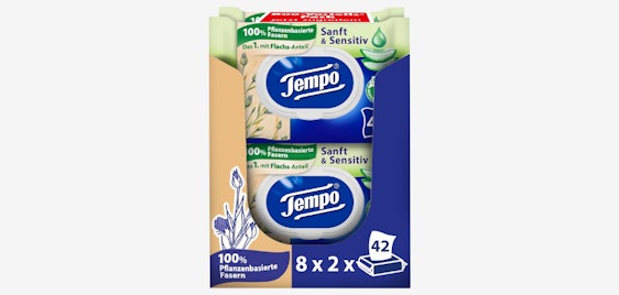 16x 42 Tempo 'Sanft & Sensitiv' für 22€ - feuchte Toilettentücher mit Aloe Vera