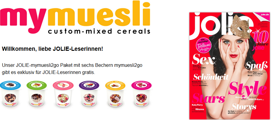 Mymuesli2go 6 Probierpackungen (6x 85g) für 3,90€