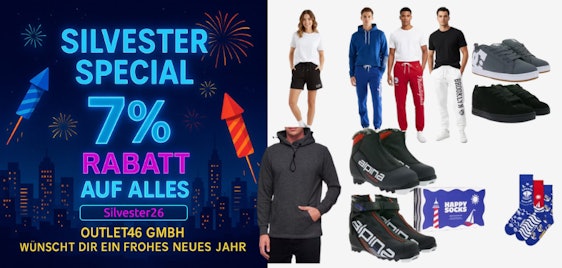 Silvester-Knaller 🚀 7% outlet46 Gutschein auf alles