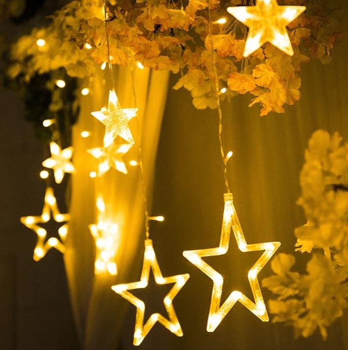Sonnewelt 2*1 Meter Star LED Lichterkette Lichtervorhang mit 138 LEDs, 8 Modi