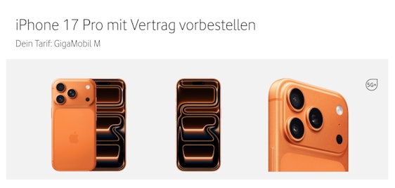 Unlimited Daten 🤩 Apple iPhone 17 Pro mit Vodafone-Allnet für effektiv 35,88€ mtl. 🚀