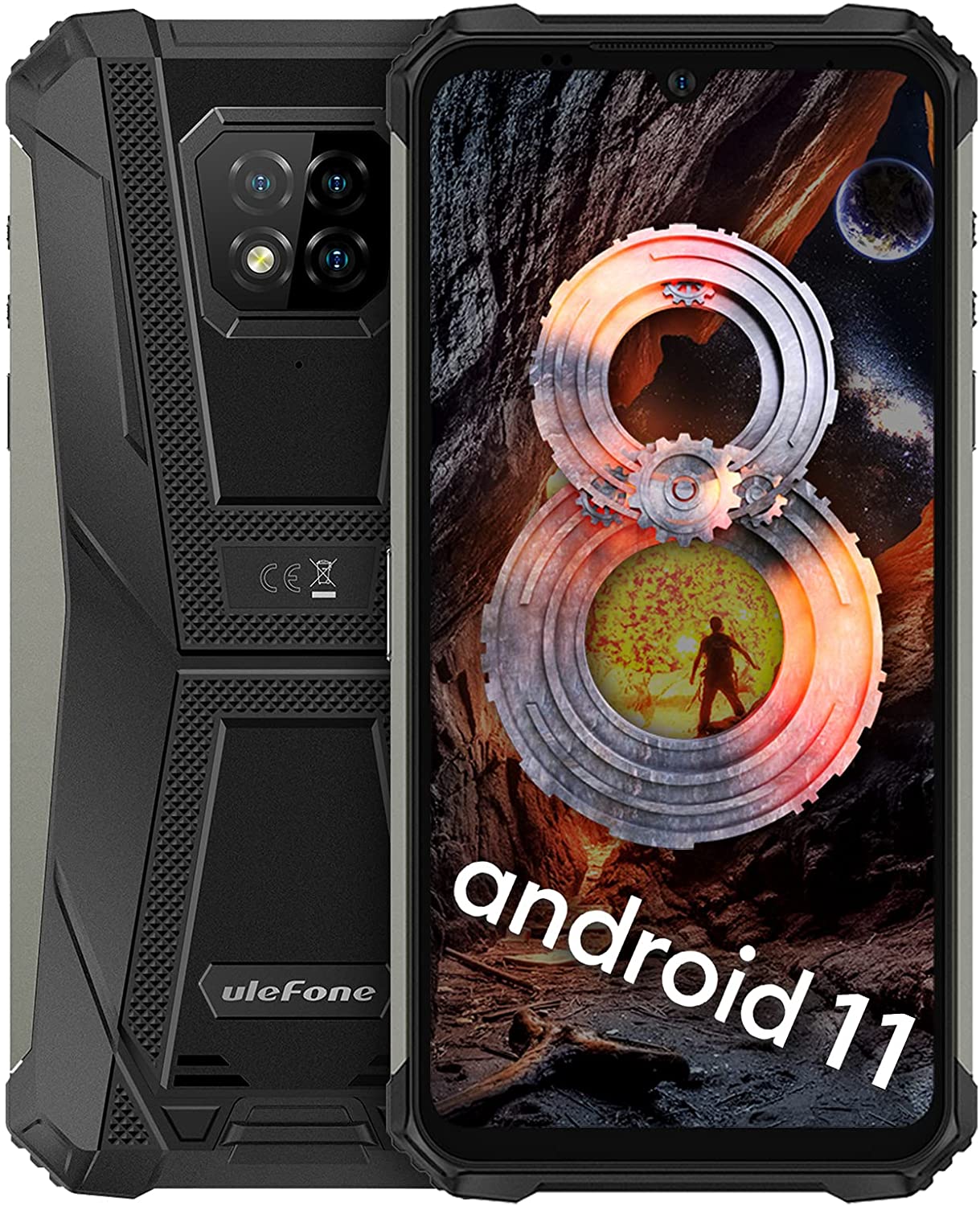 Ulefone Armor 8 Pro Outdoor Smartphone: Wasserdicht Android 11, Helio P60 8-Kern CPU, 8GB+128GB, 6,1-Zoll-HD+,16MP+5MP+2MP+8MP Kameras (Schwarz)