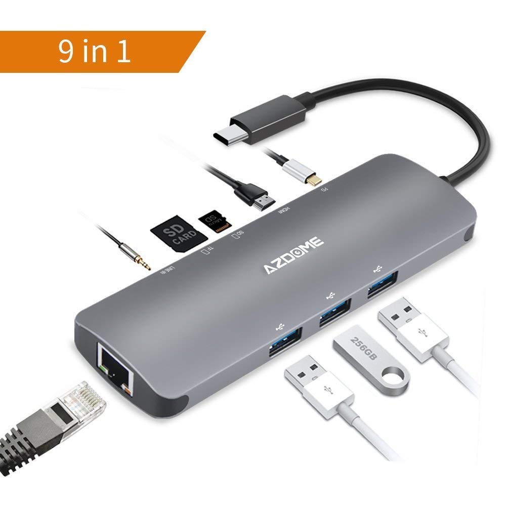 Azdome USB C Hub mit 9 Port, USB Hub mit HDMI 4K Für   €24,9