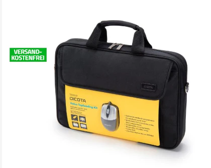 DICOTA Value Toploading Kit 39,6 cm (15.6") Notebook-Tasche inkl. optische Maus, schwarz