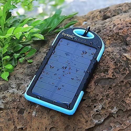 [Amazon] Solar Ladegerät 5000mAh Innoo Tech Solar Power Bank Dual USB Ports Externe Akku Backup Batterie für iPhone, iPad, Handy, Tablet, Kamera, Wass