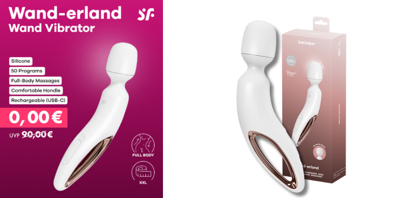 Satisfyer Wand-erland gratis bei EIS – für Ganzkörpermassagen, wasserdicht, wiederaufladbar
