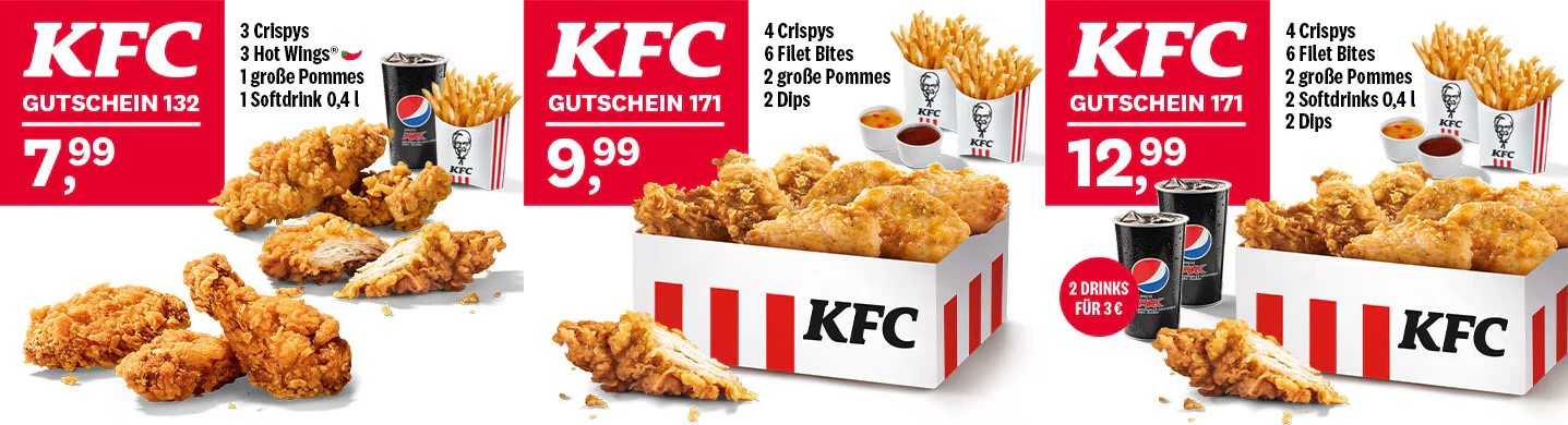 6 neue KFC Coupons bis 16. Mai 2022 » mit bis zu 36% Rabatt 🍗