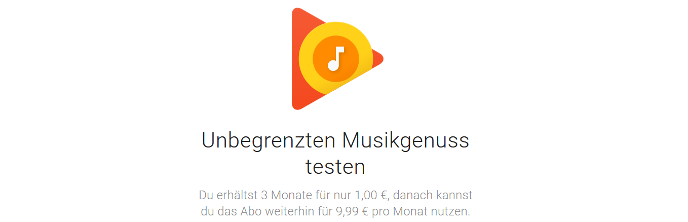 3 Monate Google Play Music für 1€