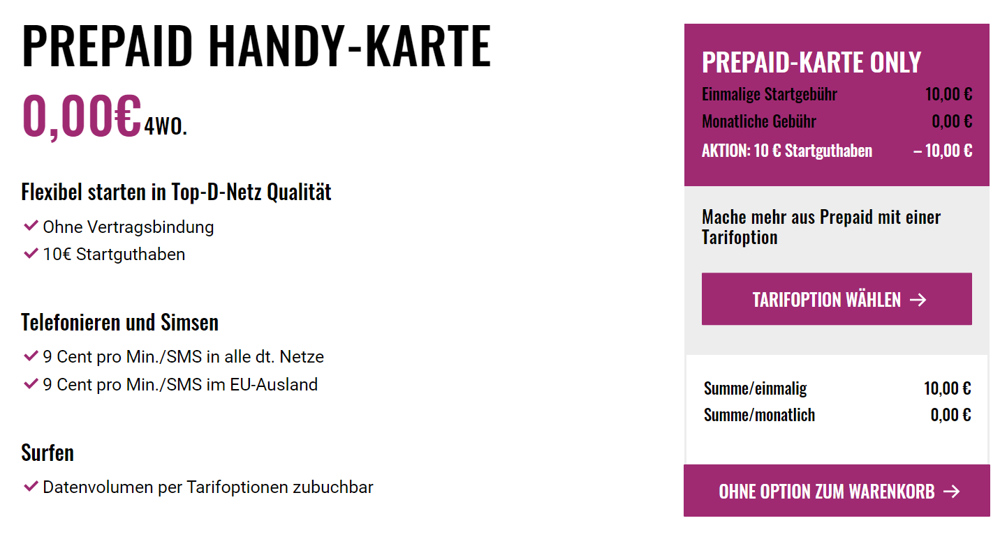 FYVE Prepaid Handykarte für 0€ - für 4 Wochen gratis Telefonieren &amp; Simsen