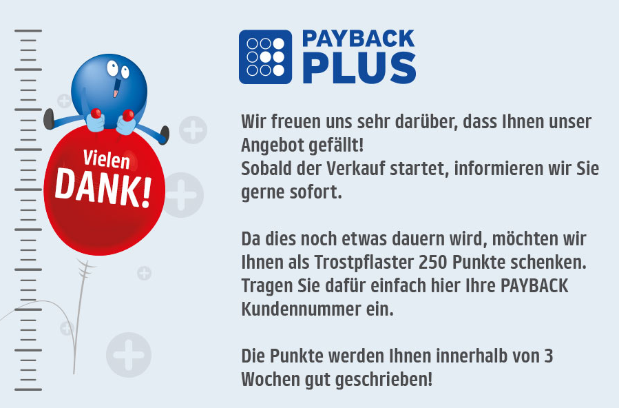 250 Payback Punkte für die Vormerkung von Payback Plus