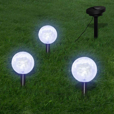 Solarkugel LED Kugelleuchte Solarlampe 3er Set Solarleuchte Leuchtkugel Ø9,5 cm Gartenleuchte Lampe