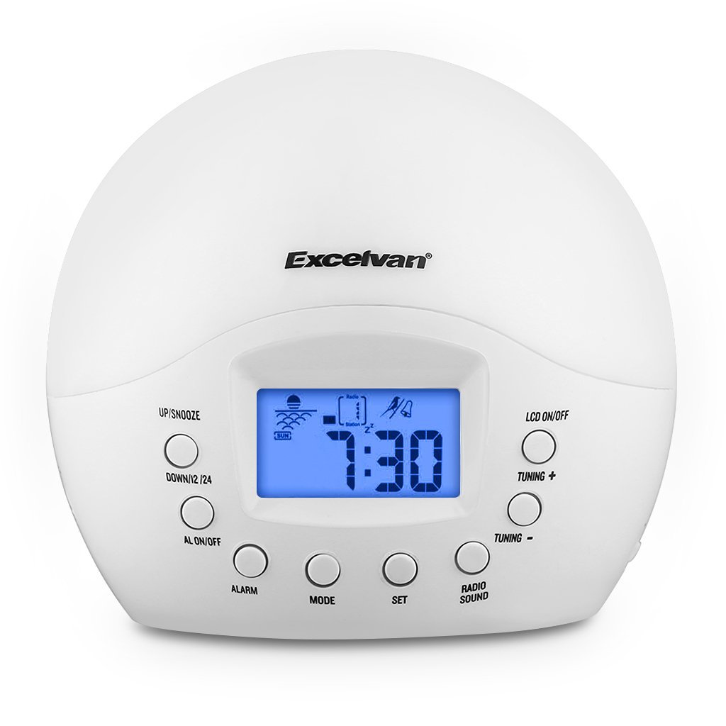 LED Lichtwecker mit FM Radio natürlichen Wecktöne Wake-up Light Aufwachen mit Licht Sonnenaufgang Sonnenuntergang Funktion