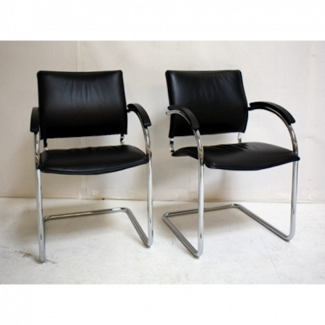 Thonet Freischwinger S 74 Leder schwarz - 2er Paket