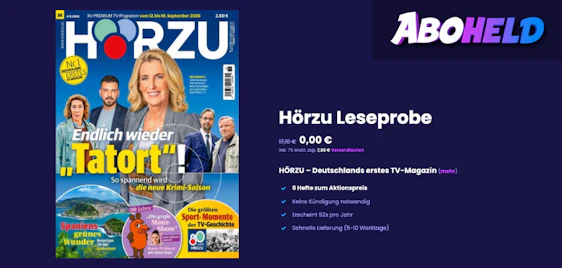 Hörzu: 6 Ausgaben gratis testen - nur 7,95€ Versandkosten zahlen