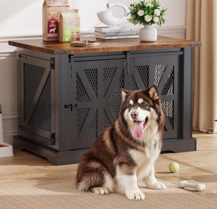 100cm Moderne Holz-Hundebox Möbel – Für kleine &amp; mittelgroße Hunde (FBA)