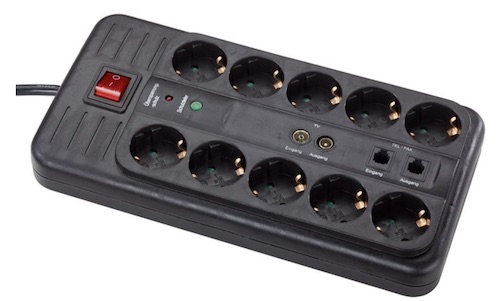 10-fach Steckdosenleiste mit Koax und Telefonanschluss + Überspannungsschutz ab 9,99€