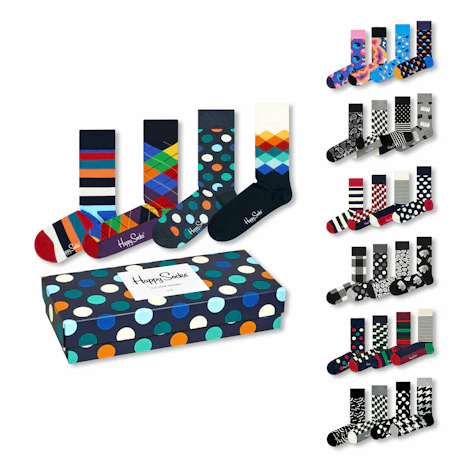 4 Paar Happy Socks Unisex Socken Strümpfe Geschenkbox Gift Pack Farbwahl