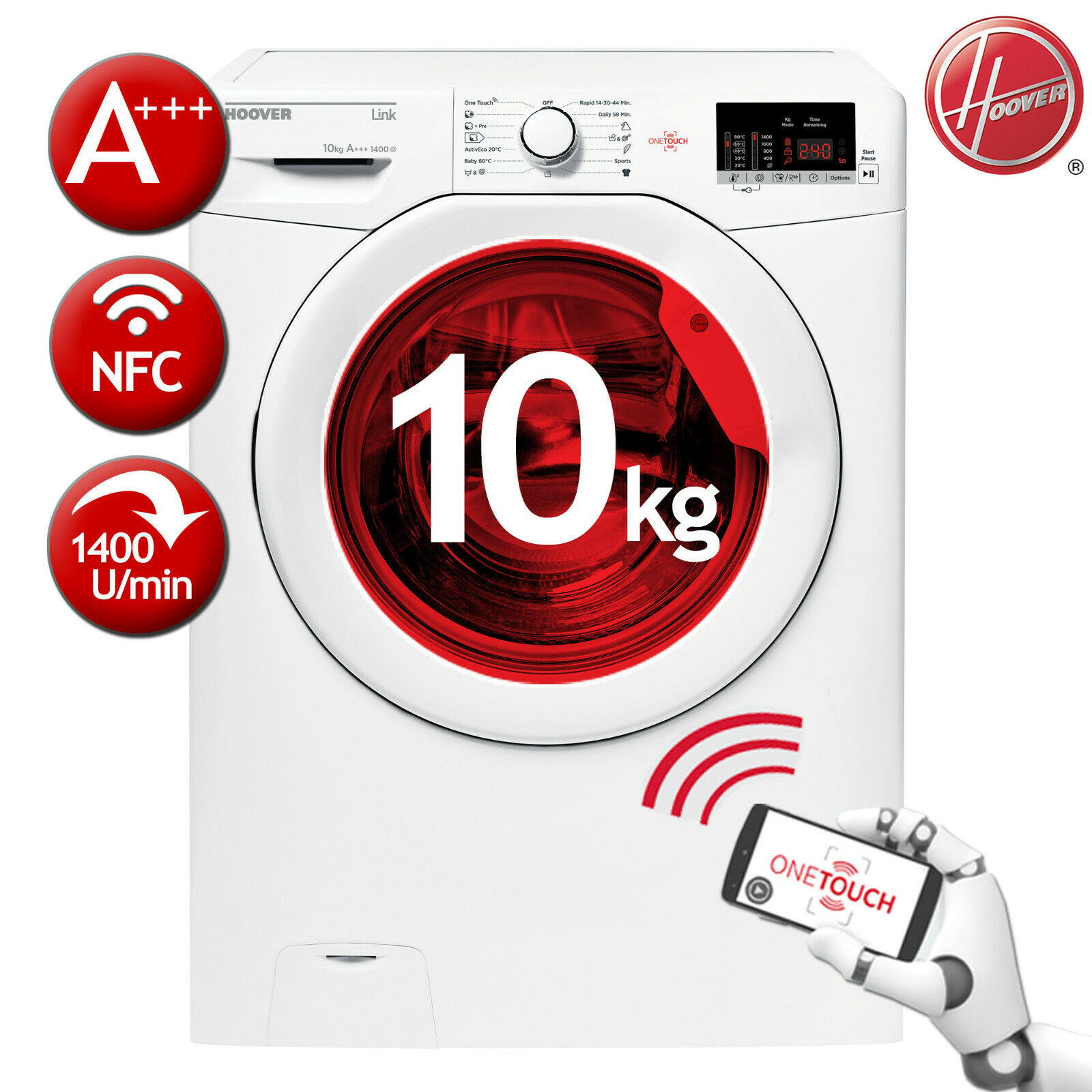 HOOVER HL 14102D3-S Waschmaschine A+++ 10kg