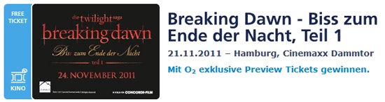 Kinofreikarten für "Breaking Dawn - Biss zum Ende der Nacht" bei o2 More