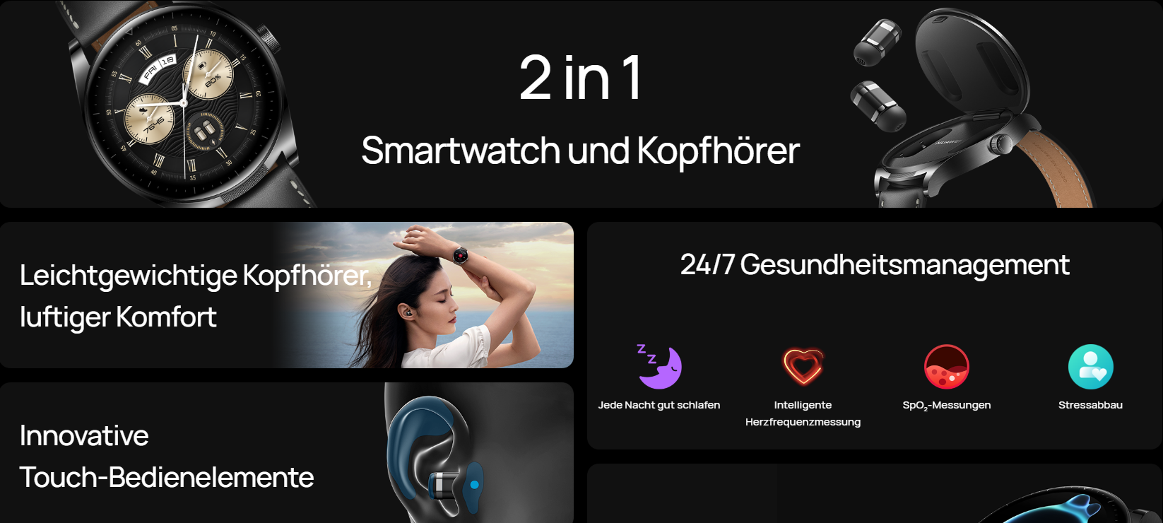 Neue Huawei Smartwatch mit integrierten Buds » Die 'Huawei Watch Buds' für 499€