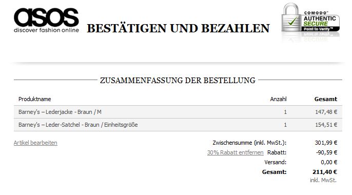 30% Rabatt auf alles bei ASOS, nur noch heute gültig