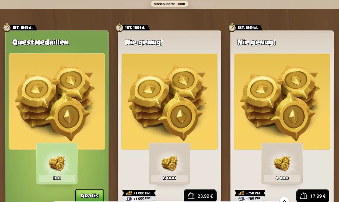 100 Gratis Questmedaillen in Clash Of Clans