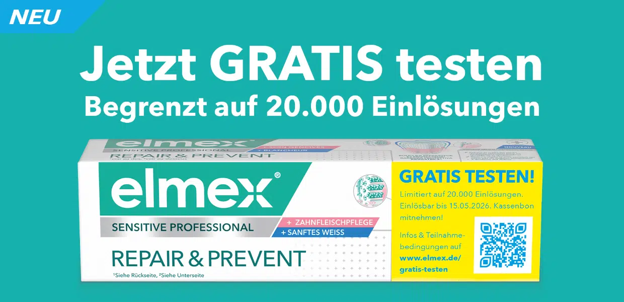 elmex® SENSITIVE PROFESSIONAL REPAIR &amp; PREVENT SANFTES WEISS gratis testen